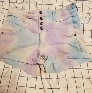 Pastel Black heart tie dye shorts